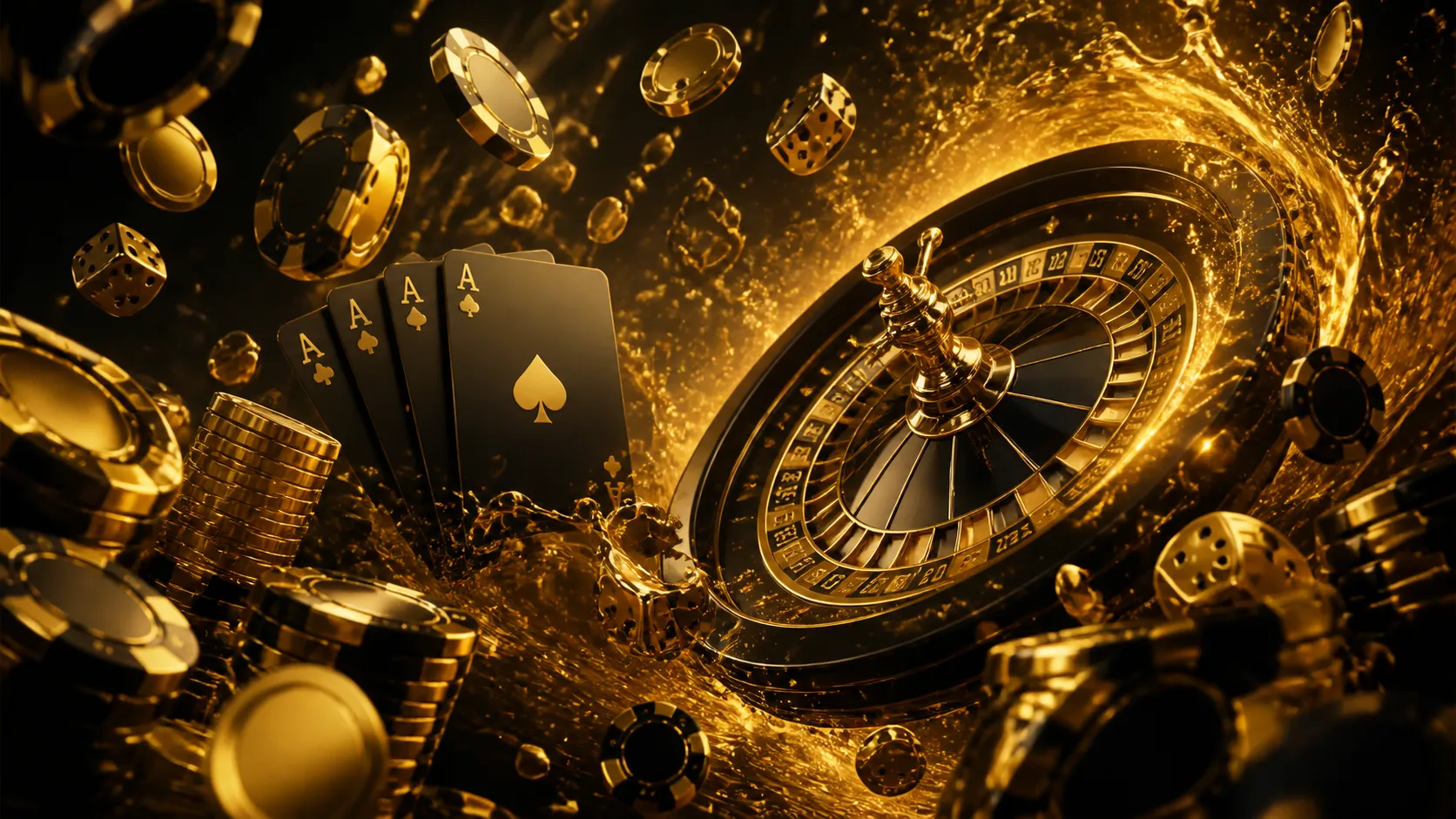 A cyberpunk-themed casino hero banner with vibrant neon elements, showcasing roulette wheel and glowing poker chips.